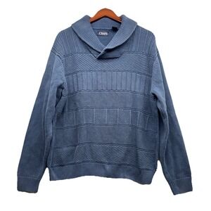 CHAPS Men's Blue Shawl Collar Sweater Size XL Preppy 90's
